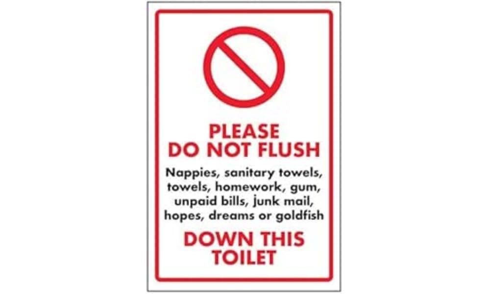 V Safety Please Do Not Flush Nappies Sign - 300mm x 400mm - Rigid Plastic