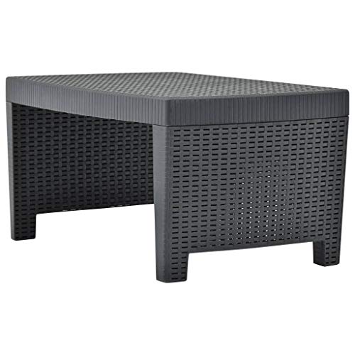 vidaXL Gartenmöbel 3-TLG. Balkonset Sitzgruppe Gartenset Balkonmöbel Sitzgarnitur Lounge Gartengarnitur Tisch 2 Sessel Kunststoff Anthrazit – Bild 7