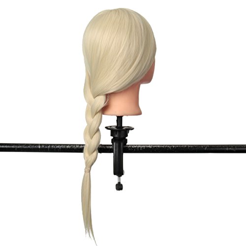 24'' Salon Cosmetology Human Hair Hairdressing Training Head Mannequin Clamp US