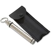 Nickel Plated Brass 4 3/4" Holy Water Travel Sprinkler with Leather Burse Case