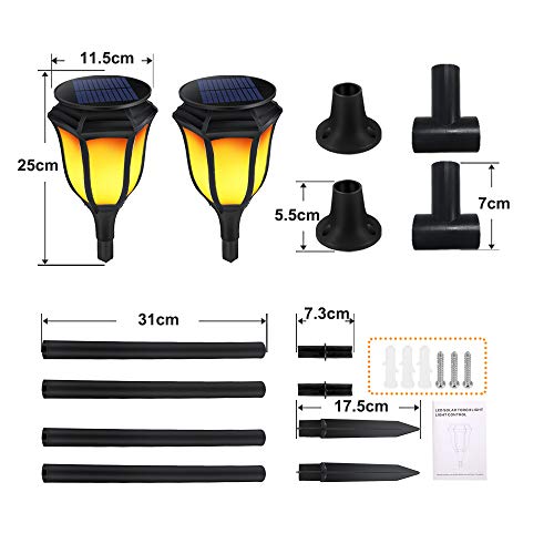 Solar Torch Light with Flickering Flame,ALOVECO 3-in-1 Solar Lights Outdoor Waterproof Solar Flame Lights Landscape Decoration Lighting LED Garden Lights Auto On/Off Torches Light for Patio,Yard-2PACK - Thumbnail 7