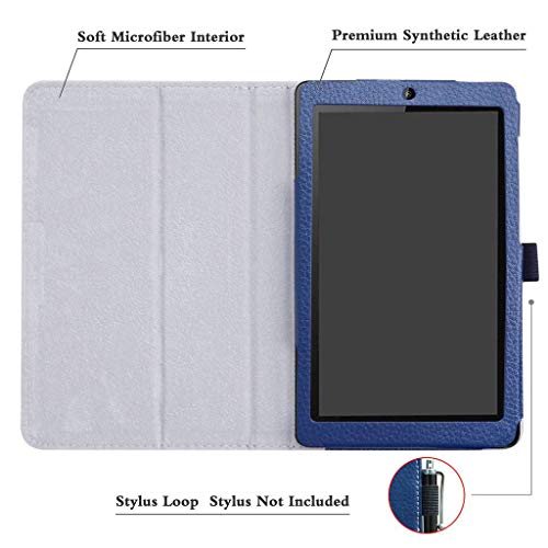 MediaPad T3 7.0 Case,Mama Mouth PU Leather Folio 2-Folding Stand Cover with Stylus Holder for Huawei MediaPad T3 7.0 Inch Tablet,Dark Blue