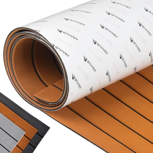 Abahub EVA Foam Boat Decking 96''x45.6''/36''/28.8''/24''/16.8'', 48''x16.8'' Self-Adhesive Faux Teak Marine Flooring Sheet Traction Pad for Boats Surfboard Swim Platform RV Floor