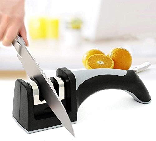 Sharp choice Multifunctional Two Slots Handle Knife Sharpener Stone Easy to Use Knife Sharpener for Kitchen Best 1 Pc(Random Colours)
