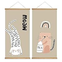 Hanging Poster Cute Cats Theme Wall Decoration for Bedroom Dinning Room Ready to Hang - 18