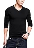 iLoveSIA Mens T-Shirt Long Sleeve Slim Base Shirt V-Neck Undershirt