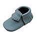 Mejale Baby Soft Soled Leather Moccasin Tassel Slip on Infant Toddler Shoes Pre-Walker(Sky Blue,12-18 Months)