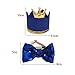Pet Cute Birthday Party Crown Hat and Blingbling Bow Tie Collar Set with Adjustable Elastic Headband and Crown Topper for Small Dogs Cats Kitten Puppy