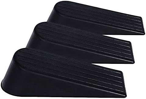 LFLIN BIG Door Stop Work Well on All Surfaces, Heavy Duty Flexible Rubber Door Stop Wedge, Non-Scratching, Non-Slip Strong Grip - Gaps up to 1.9 Inches (3 Pack, Black)