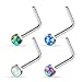 UNU Style 4 Pcs Stainless Steel Opal Set L Bend Nose Stud Rings