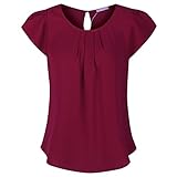 Simier Fariry Women's Elastic Chiffon Puff Short Sleeve Blouse Tops