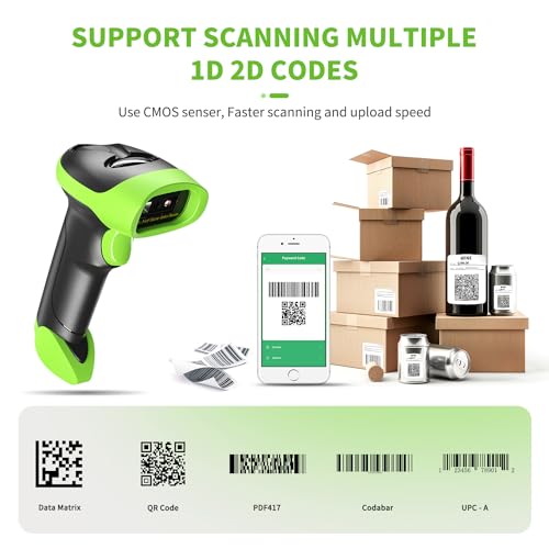 NetumScan Wireless USB Barcode Scanner Bluetooth 1D 2D QR Barcode Reader Portable Compatible with Computer for Pos System, Supermarket, Warehouse, Retail Store NSL8BL