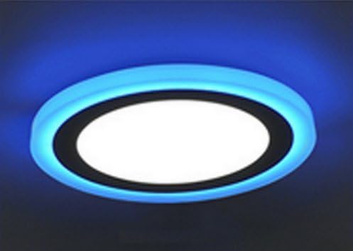 Enersystec,Round LED Panel Light Double Color 6W White 5500K+3W Blue Color, Recessed Round Light Panel,120VAC LED Downlight,LED Ceiling Light Bulb for Home,Open Hole:4.3inches,1pack