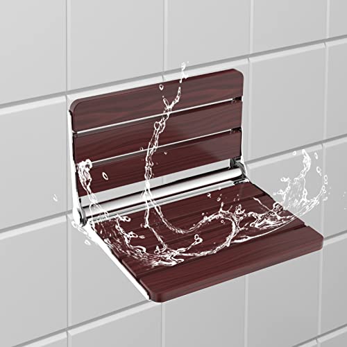 Teak Folding Shower Seat Wall Mounted,Fold Down Shower Bench for Small