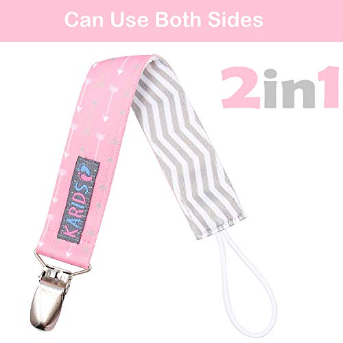 Pacifier Metal Clip (4 Pack) for Babies, Infants, and Toddlers - Unisex Modern Pacifier Holder for Binky, Soothie, Toys - Cute Durable Lightweight Baby Accessory -Girl Pack-