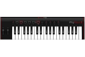IK Multimedia iRig Keys 2 portable keyboard MIDI controller with 37 velocity-sensitive synth-action mini keys and headphone output, for iPhone, iPad, Mac, PC, Android
