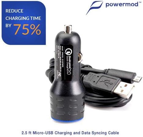 Powermod Quick Charge 2.0 Certified D/C In-Vehicle Car USB Charger for Samsung Galaxy S6 &amp; S6 Edge, Note 4 and Note Edge, Google Nexus 6, Sony Xperia, Motorola Droid Turbo, Moto X, HTC One, and more
