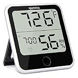 Sparoma Digital Hygrometer Indoor Thermometer, Humidity Gauge Indicator Room Thermometer, Built-in Clock and Time Display，Accurate Temperature Humidity Monitor Meter for Home, Office, Greenhouse