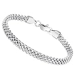 LOYALLOOK Stainless Steel Mesh Chain Bracelets for Women Silver Tone 7