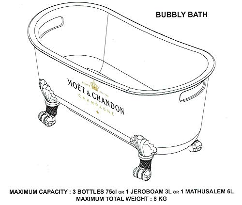 Moët & Chandon Champagner ‘So Bubbly’ Badewanne mit Beleuchtung Night Bath Bucket mit 6 Gold-Gläsern, Goldkugeln und… – Bild 5