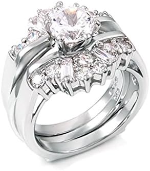 1.30 ct Brilliant cut Solitaire Wedding ring designer 2 Piece Set 925 Silver
