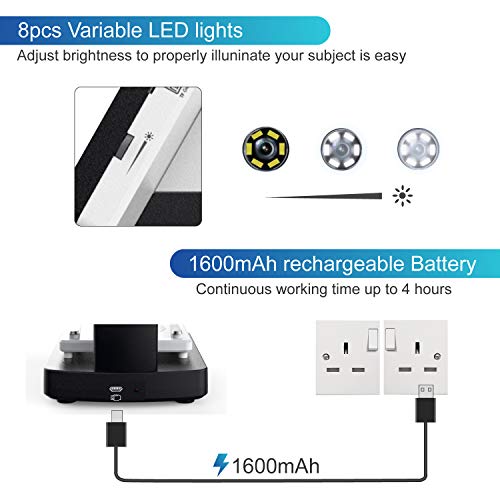 LCD Digital Microscope, FOCLEN 4.3 inch 50X-1000X Magnification Zoom 1080P 2.0 Megapixels Compound Handhled Rechargeable 8 Adjustable LED Lights Lab Microscopes Camera - Thumbnail 3