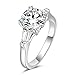 espere Sterling Silver 2 Carat CZ Baguette Round Solitaire Engagement Ring Bridal Wedding Jewelry