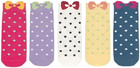 Maiwa Girls Cotton Bow Pattern Seamless Novelty socks for girls ,Toddlers, kids 5 pack