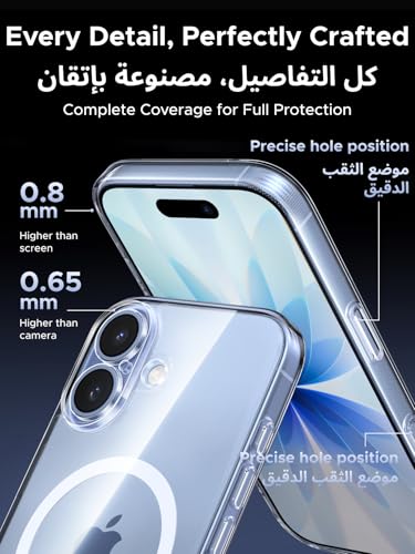 UGREEN for iPhone 17 MagSafe Case Clear Cover, [Military-Grade Protection], Upgrade iCrystal Anti-Yellowing Tech, Scratch-Resistant Back, Camera Control Protective, Ultra Slim Magnetic Case