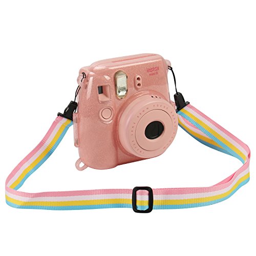 Katia Camera Case Bag Compatible for Fujifilm Instax Mini 9 Instant Camera, also for Fujifilm Instax Mini 8 Instant Film Camera with Strap - Shining Pink