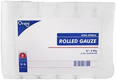 Orsini Cotton Gauze Bandage Rolls, 6" x 5 YDS, 2 Ply (Pack of 6 Rolls)