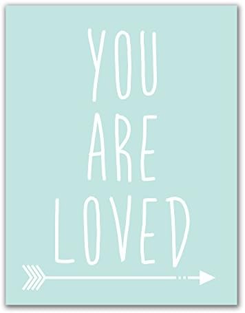 Jetty Home "You Are Loved" Print with Tribal Nursery Wall Art, 8" x 10", Mint