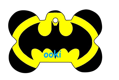 Batman Retro Logo Dog Pet Cat ID Tag Bone Shape Engraved Personalized Key Ring