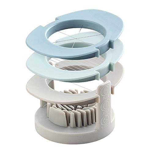QELEG 3 IN 1 Environmental Hard Boiled Egg Fruit Cutter Slicer with Stainless Steel Cutting Wires