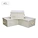 Storage Bin with Lid and Cotton Rope Handles, Stackable and Foldable Storage Baskets with Lid, Mixing of Beige, White & Ivory