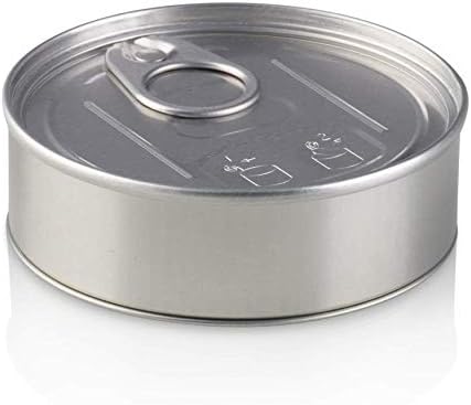 Loud Packaging Press It in Tuna Cans - Pressitins Hand Self Seal Tins with Black Plastic Lids Cap Food Storage Reuse-able - Smell Lock Tamper Evident Proof - 100ml 3.5 Gram Pack 30