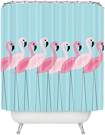 Leesin Shower Curtains Funny Flamingo Animal Pattern 180x180cm Shower Curtain Liner Waterproof Antibacterial- Light Blue