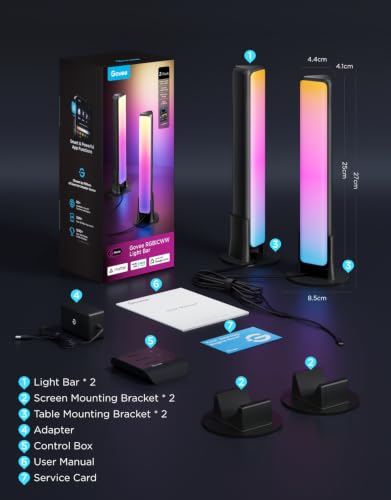 Govee Smart LED Light Bars, RGBICWW TV Backlight for Ambiance, Gaming, PC | Play Light Bar with 64 Scene Modes, Music Sync, 3 Installation, Compatible with Alexa, Matter, Google Assistant, Black