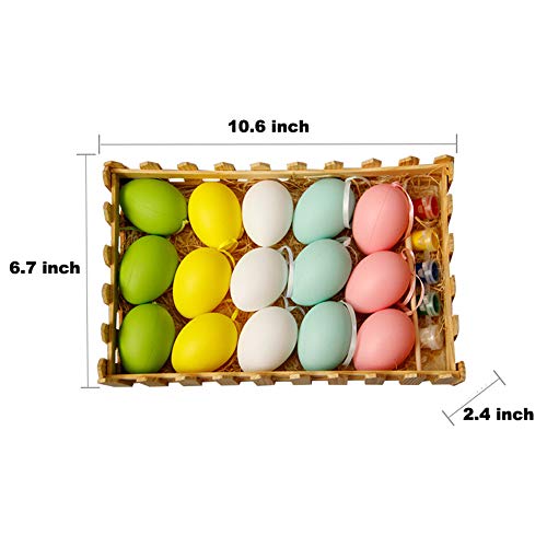 ZaH DIY Easter Eggs Toys Kit Funny Drawing Painting Eggs Set for Boys Girls Kids Easter Decor Home Decoration Ornaments Props Gift (15pcs Plastic Eggs, Paint Brush, Paint, 1 Wooden Fence)