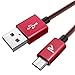 RAMPOW USB Cord 6ft [Red] QC 3.0 Heavy Duty Braided Micro USB Cable/Samsung USB Cable - Sync and Charge Compatible with Android Devices, Galaxy S7/S6, Sony, Motorola and More
