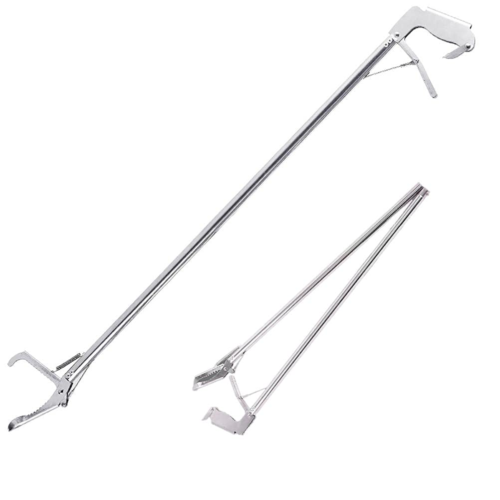 Tianbi Heavy Duty Collapsible Snake Tongs,Reptile Eel Grabber Catcher Stick,Stainless Steel Garbage Clip,Wide Jaw Handling Pliers for Indoor & Outdoor