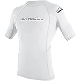O'NEILL Unisex Child Youth Basic Skins 50+ Short Sleeve Sun Shirt Rash Guards, White, 14 US