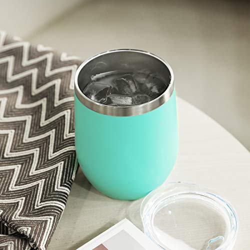 DOMICARE Insulated Wine Tumbler with Lid (1 Pack, Light Blue) - 12 OZ Stemless Double Wall Vacuum Traval Mug - Keeping Cold & Hot for Wine, Coffee, Cocktails, Drinks - Thumbnail 7