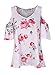 Lovaru Women's Plus Size Fashion Cold Shoulder Floral Tunics Top Blouse Pink 3XL