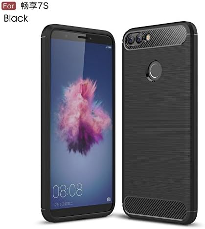 For cellphone Cases, Ultra Light Carbon Fiber Armor ShockProof Brushed Silicone Grip Case For Huawei P Smart / Huawei Enjoy 7S ( Color : Black )