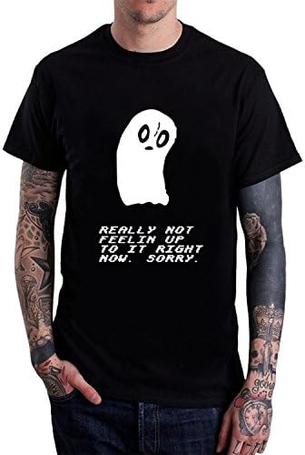 Qukkran Mens Fashion Undertale Napstablook Sorry T-Shirt Funny Tee Black