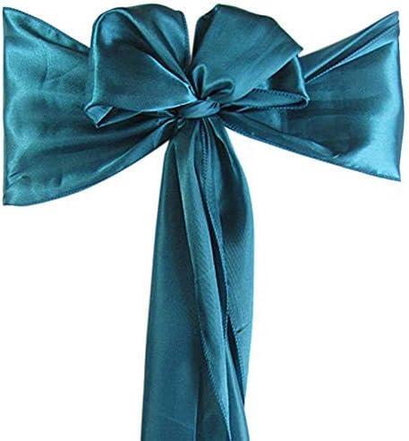 Set of 10 Chair Decorative Satin Sashes Bow Designed for Wedding Events Banquet Home Kitchen Decoration (10, Teal)