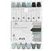 Art-n-Fly Professional Brush Tip Cool Gray Markers Set of 12 Cool Grey Tone Markers for Drawing Manga Sketching Illustration