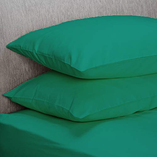 mFabrics New Polycotton Plain Dyed Housewife 4 Pack Pillow Covers - Easy Care Bedroom Pillowcases - Standard Size 50 x 75 cm Pillowcases (Teal)