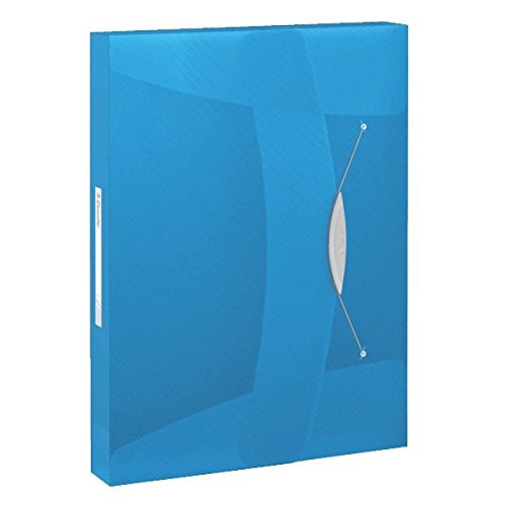 Esselte Box File, Holds up to 350 A4 Sheets, Elastic Closure, Flexible Plastic, Translucent Blue, VIVIDA Range